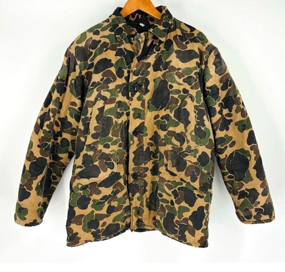 Vintage 1980’s Camo Hunting Jacket Coat Size XL Men’s Green Made In USA